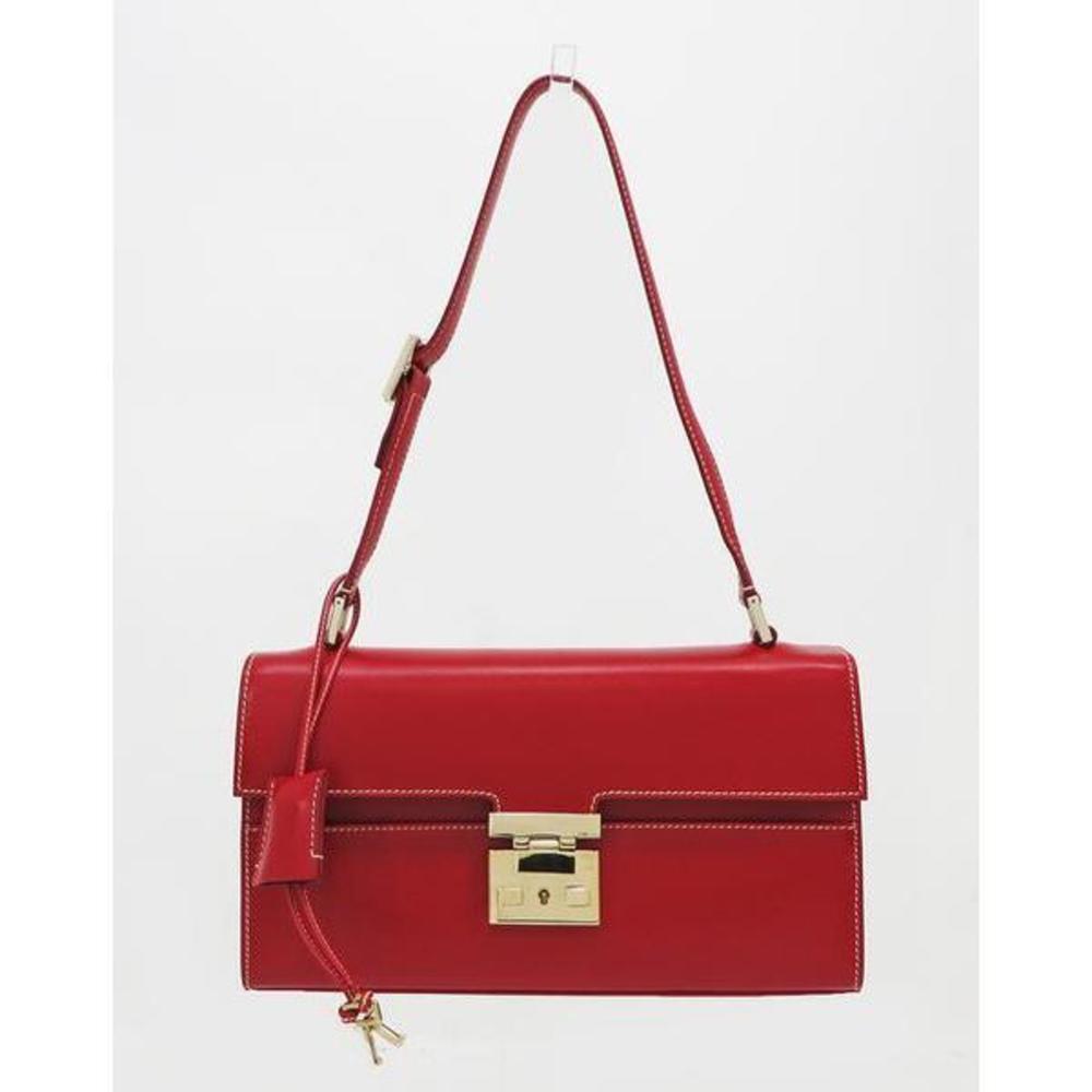 Gucci Baguette Leather Shoulder Bag Red